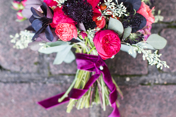 velvet ribbon, fall bouquet