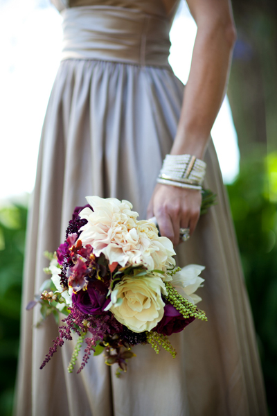 purple and cream bouquet