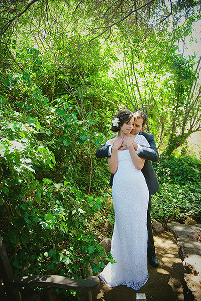 white lace bridal gown