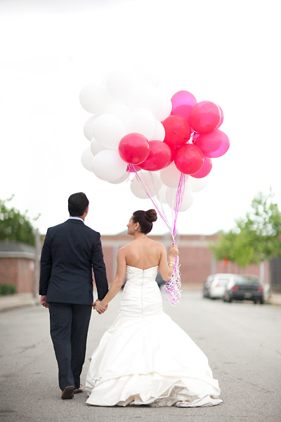 bride and balloons
