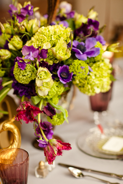 Purple Anemone and Parrot Tulips
