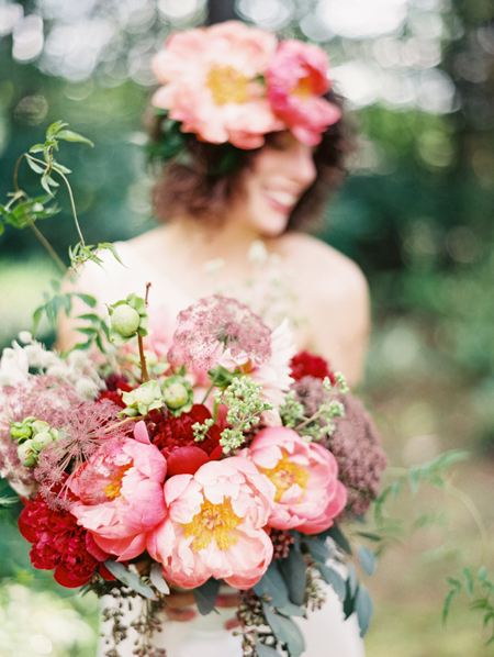 peony flower crowns, pink peonies, burgundy peonies