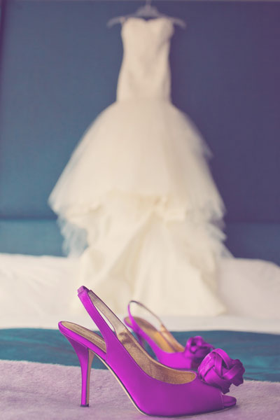 fuschia color bridal shoes