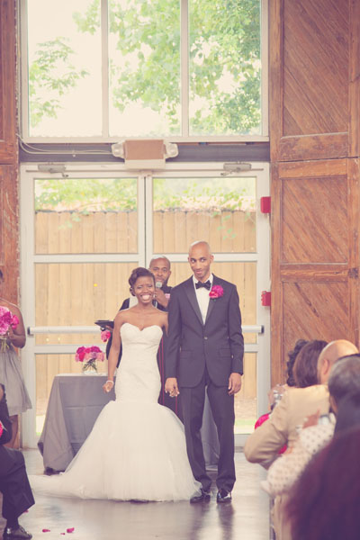 bride and groom are married