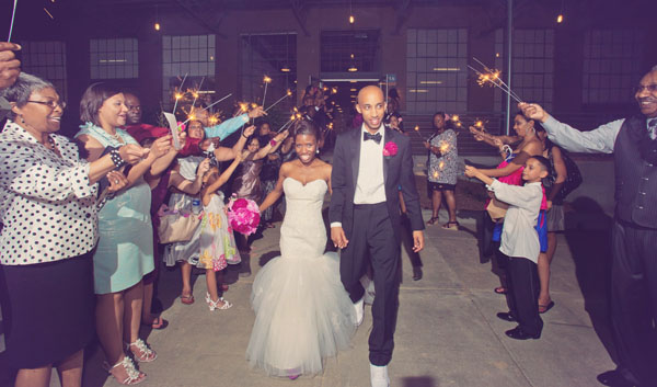 bride and groom send off